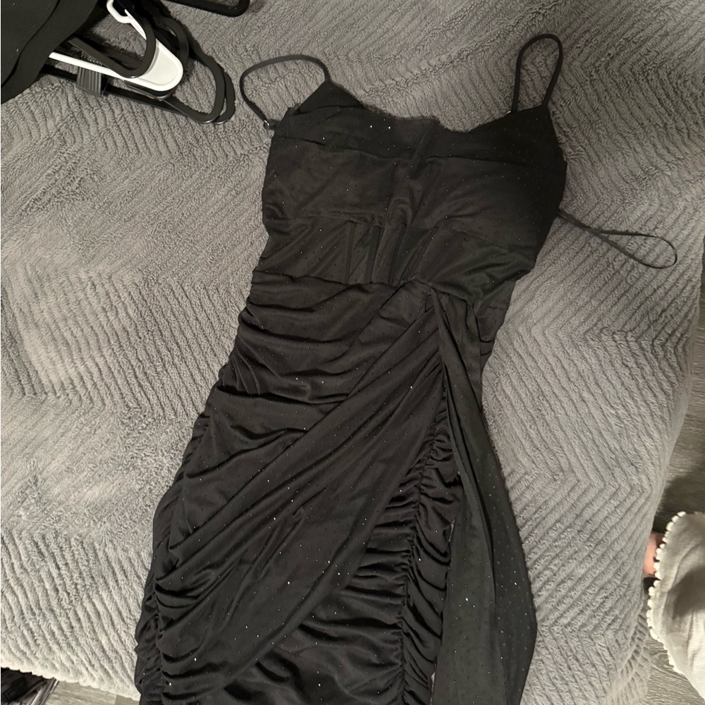 Windsor Black Ruched Mini Dress